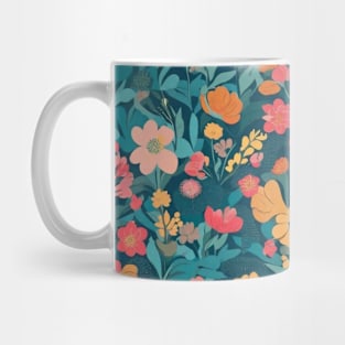 Dark blue and red flower pattern Mug